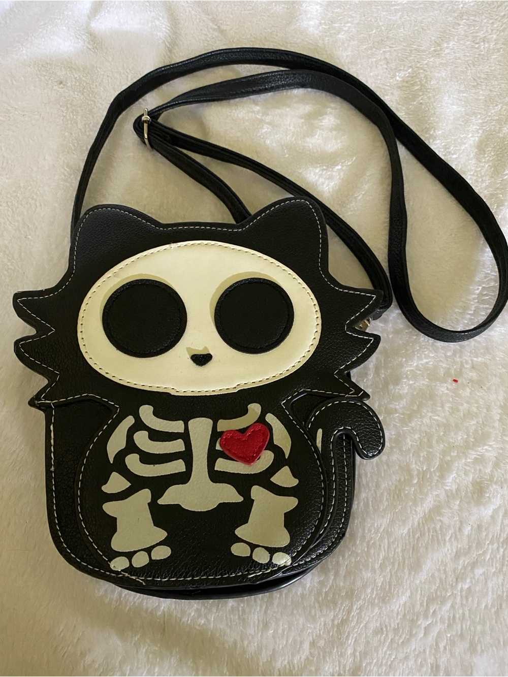 Sleepyville Critter Glow in the Dark Kitty Skeleton Crossbody Purse